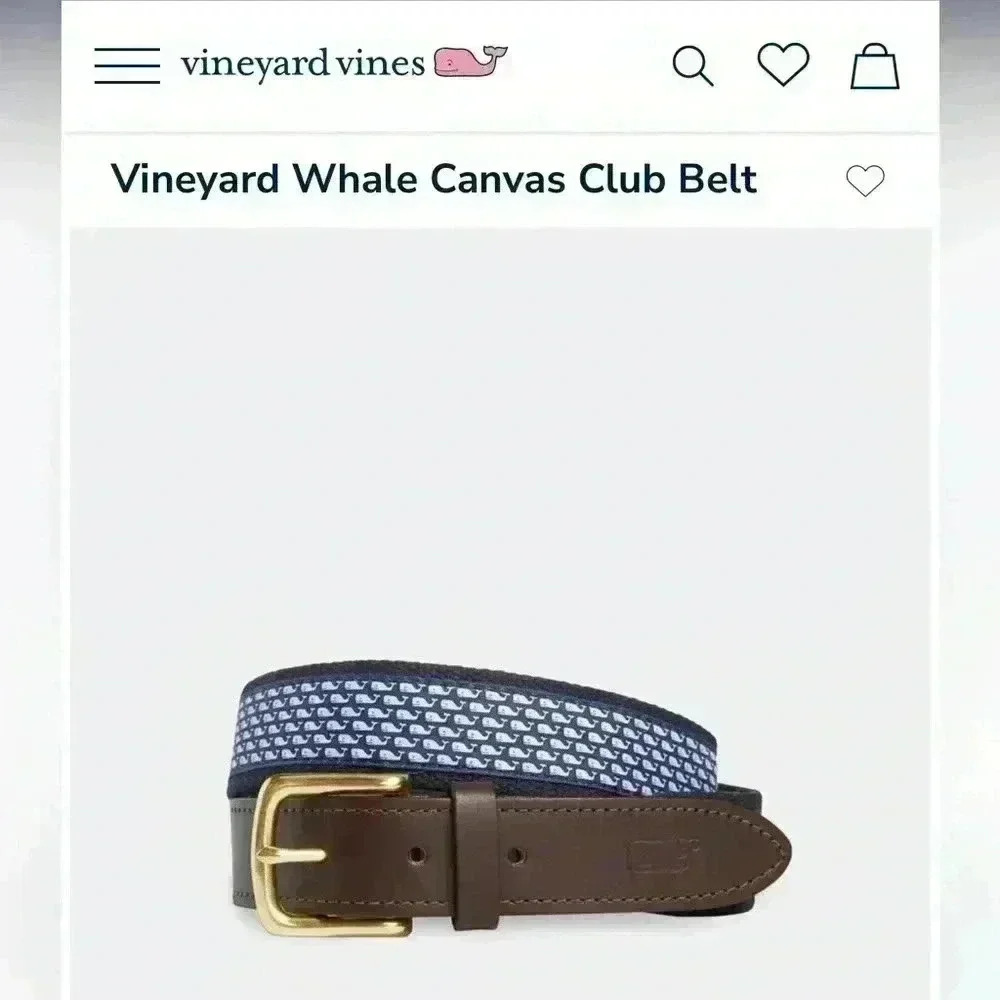 Vineyard Whale Canvas Club Belt